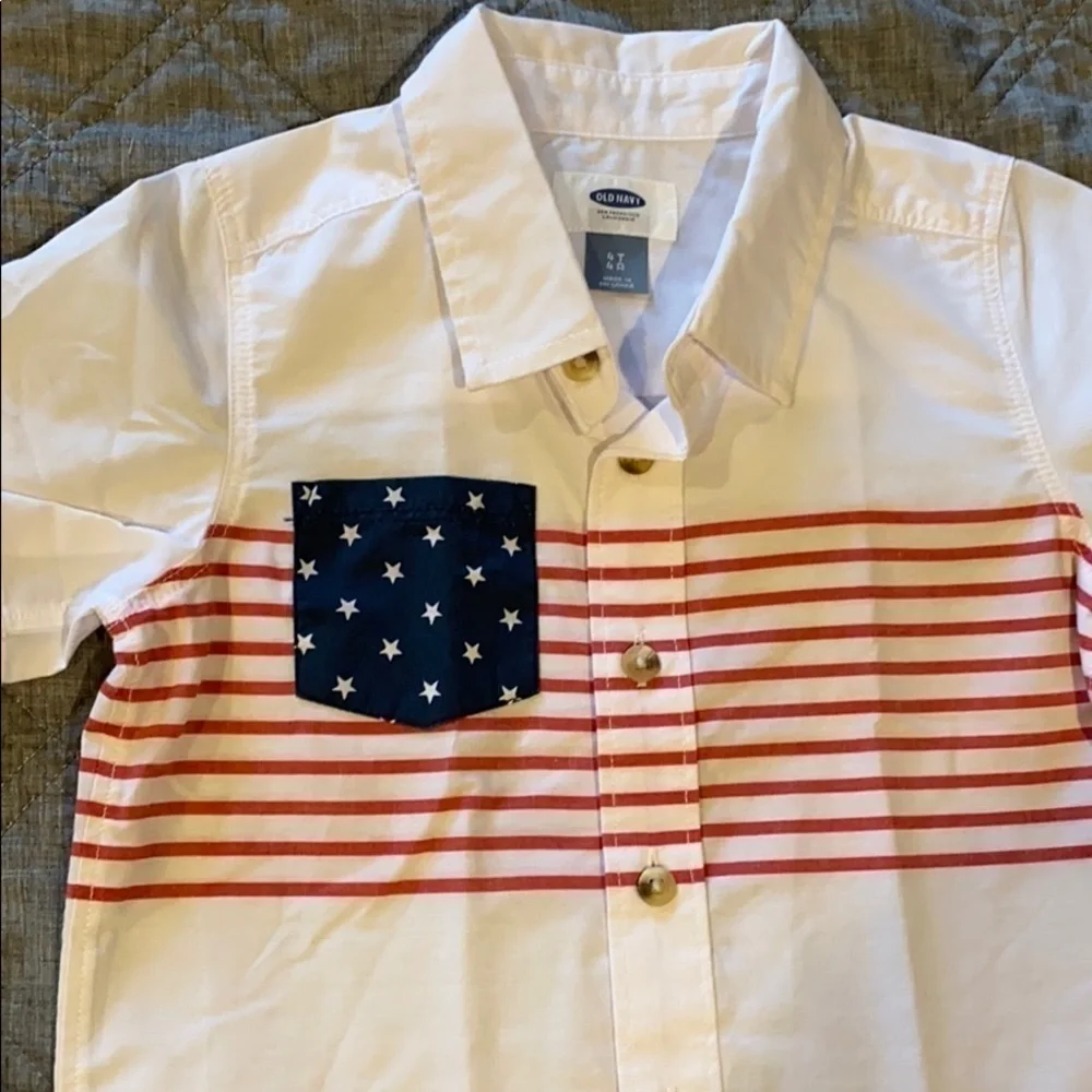 Patriotic button down collared shirt